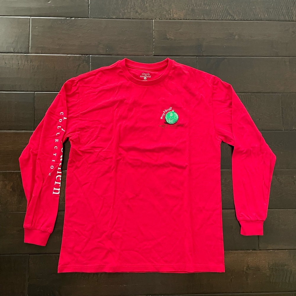 Simply Southern Red Long Sleeve Christmas Merry and Bright Tee